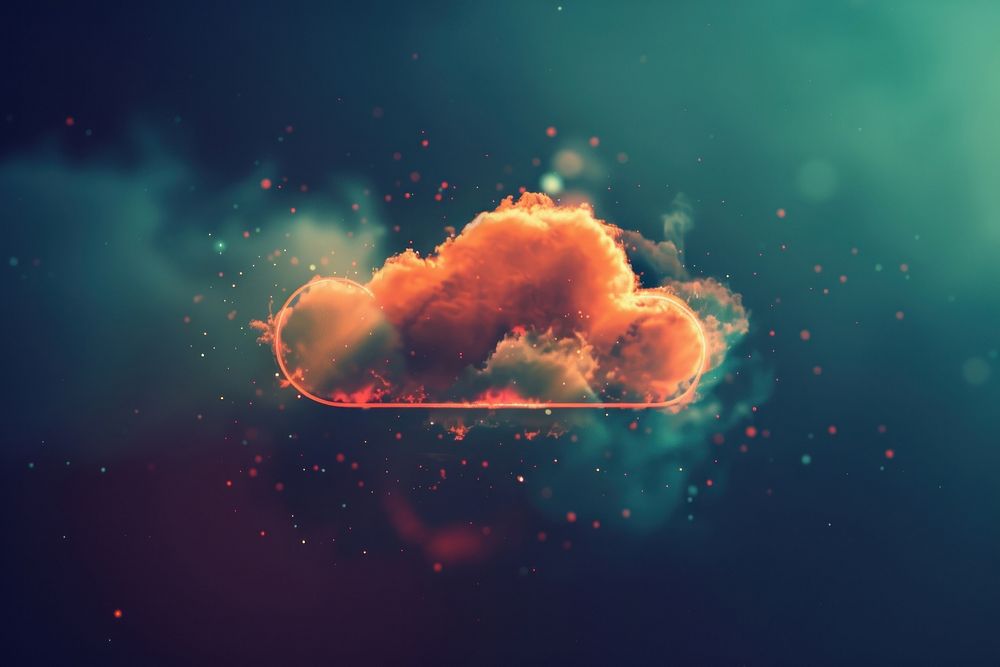 Abstract background with cloud computing icon outdoors nature night.