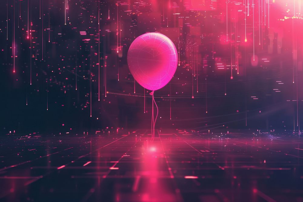 Abstract background with glowing balloon technology light red.