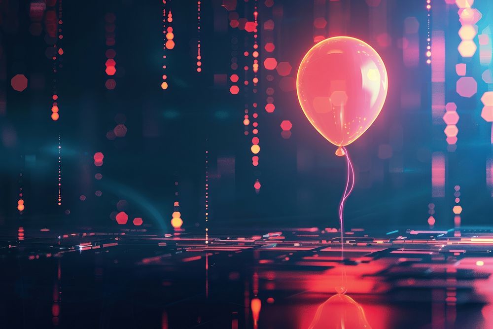 Abstract background with glowing balloon light red illuminated.