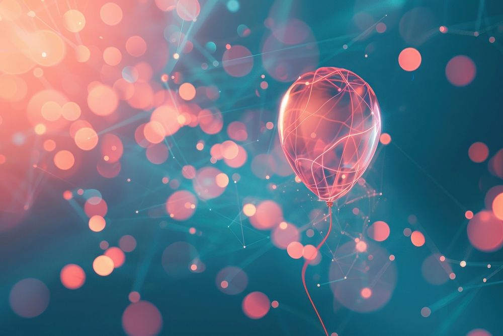 Abstract background with glowing balloon red illuminated celebration.