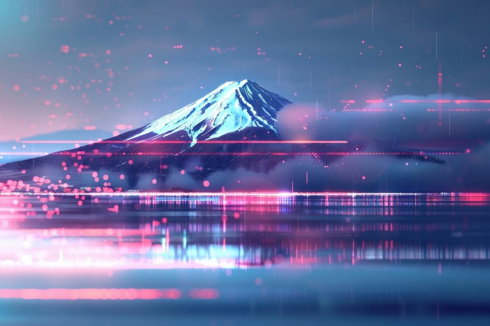 Abstract background with mount fuji technology landscape mountain.