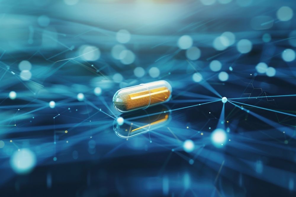 Abstract background with medicine technology capsule pill.