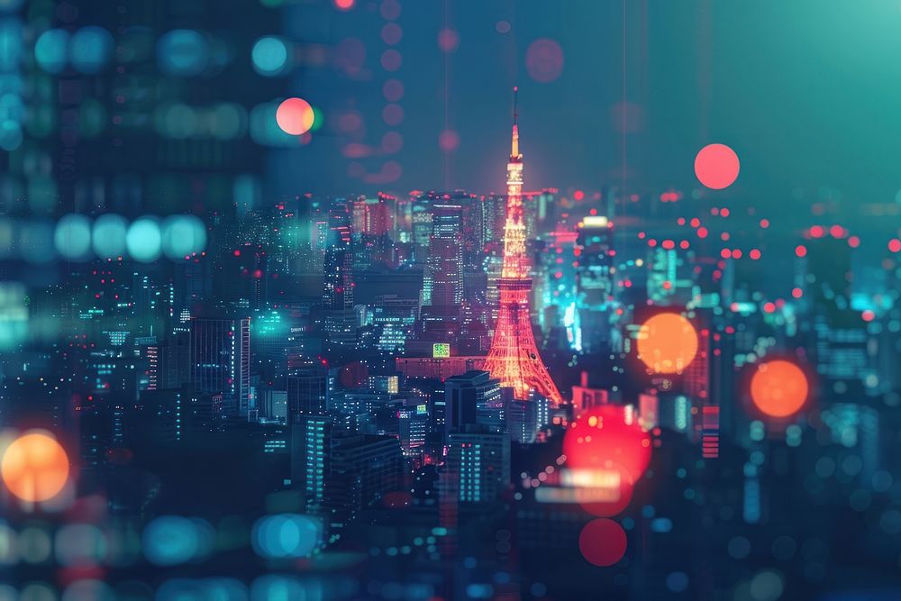 Abstract background with tokyo city architecture backgrounds technology.