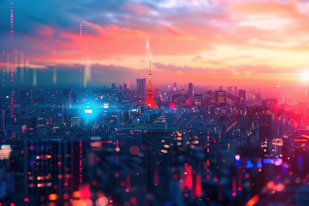 Abstract background with tokyo city architecture technology futuristic.