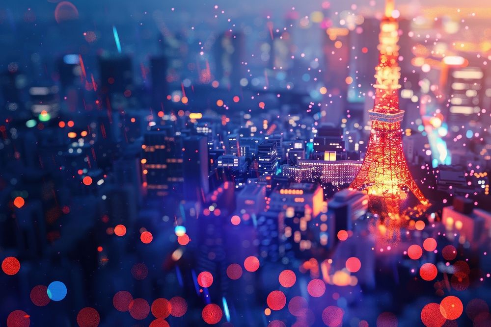Abstract background with tokyo tower architecture backgrounds technology.