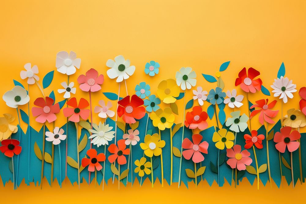 Retro collage of flowers art plant paper.