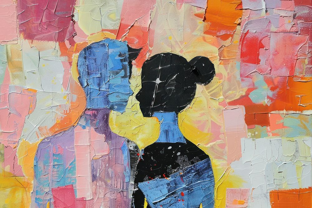 Couple collage art abstract.