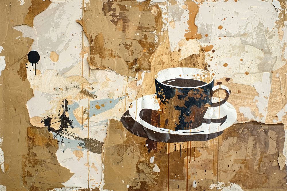 Coffee art painting collage.