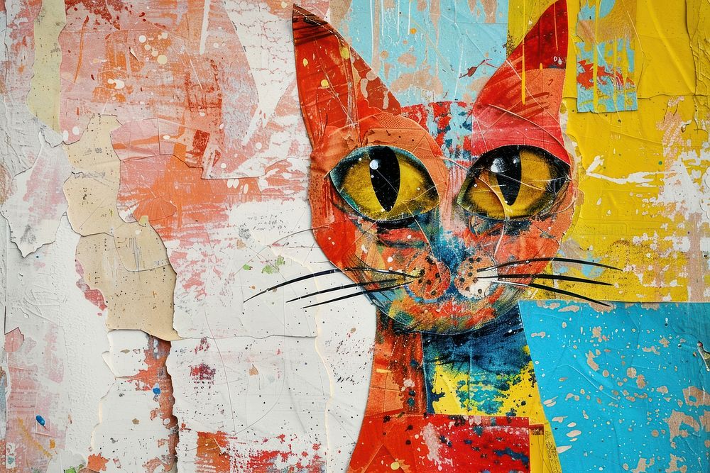 Cat art painting representation.