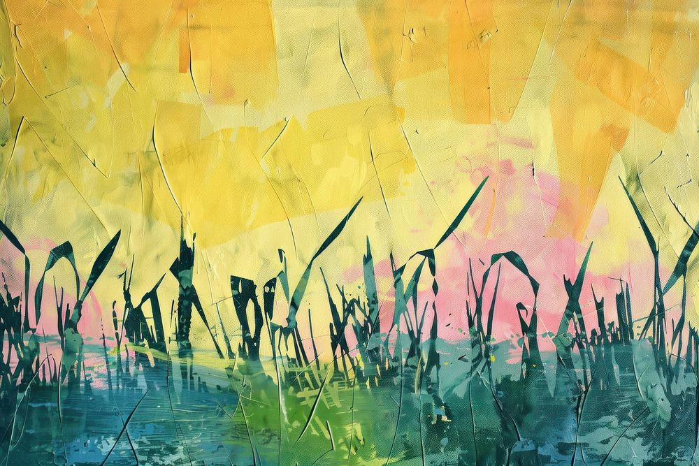 Grass field art abstract painting.