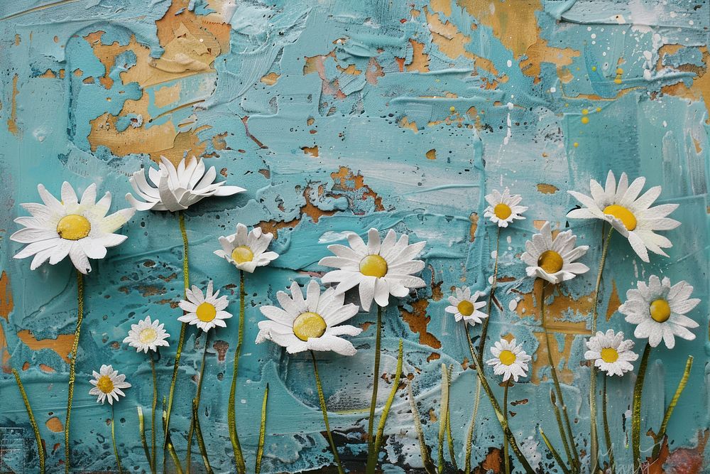 Daisy field art painting flower.
