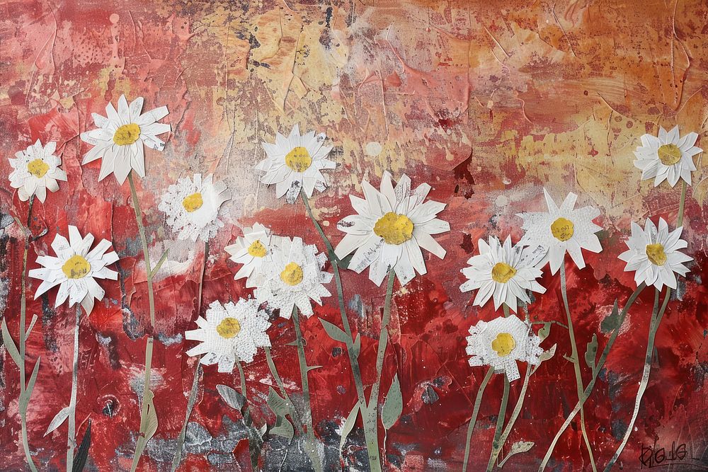 Daisy field art painting flower.