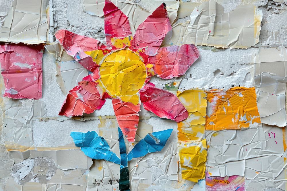 Flower paper art collage.