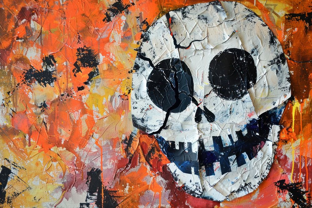 Halloween gost art painting collage.