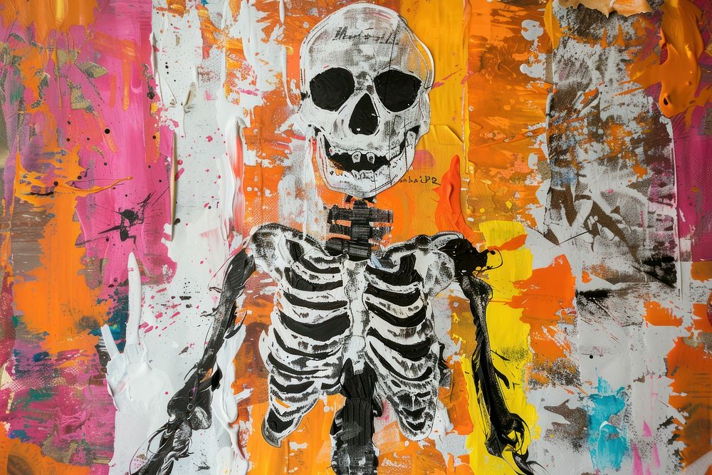 Halloween Skeleton art painting representation.
