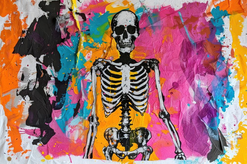 Halloween Skeleton art painting representation.