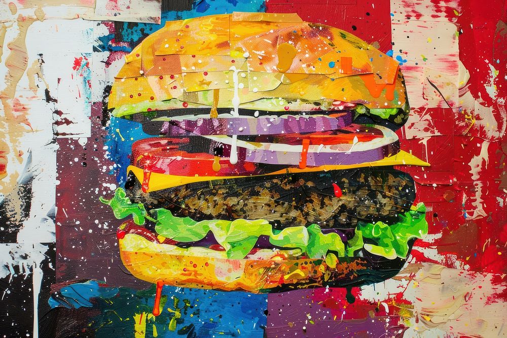 Hamburger hamburger painting food.