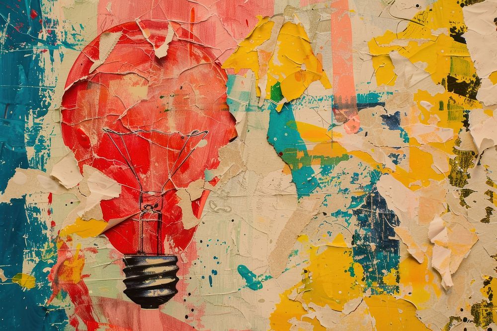 Light bulb art abstract painting.