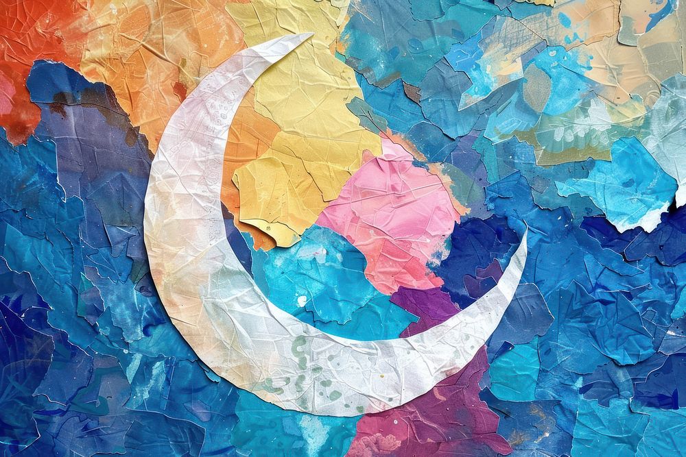 Moon art abstract paper.