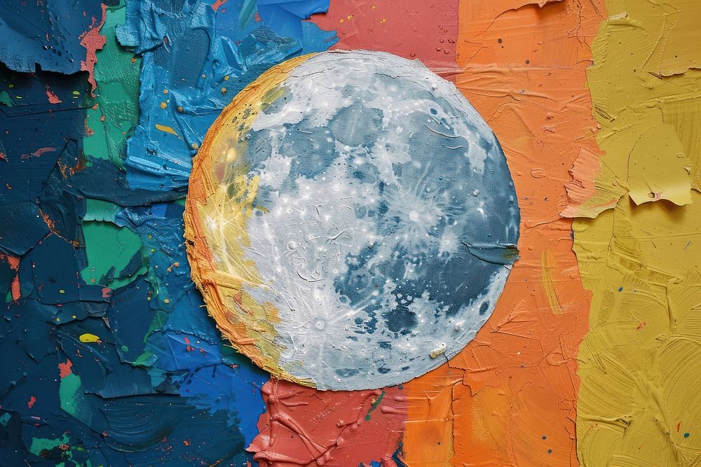 Moon art astronomy painting.