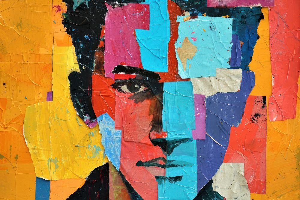 Man collage art painting.