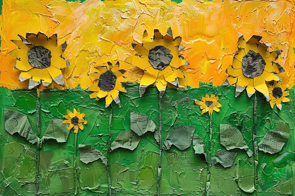 Sunflower field art collage plant.