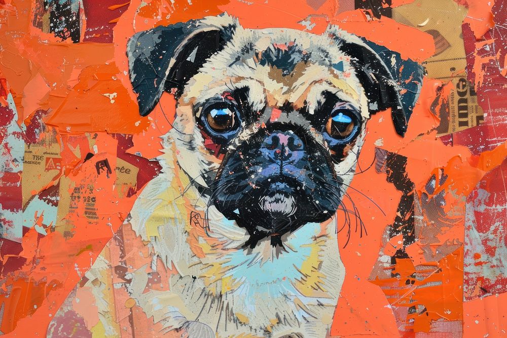 Pug art painting animal.