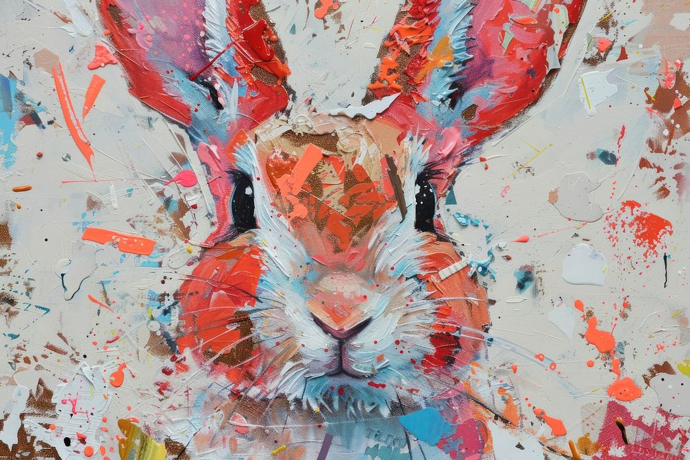 Rabbit art abstract painting.