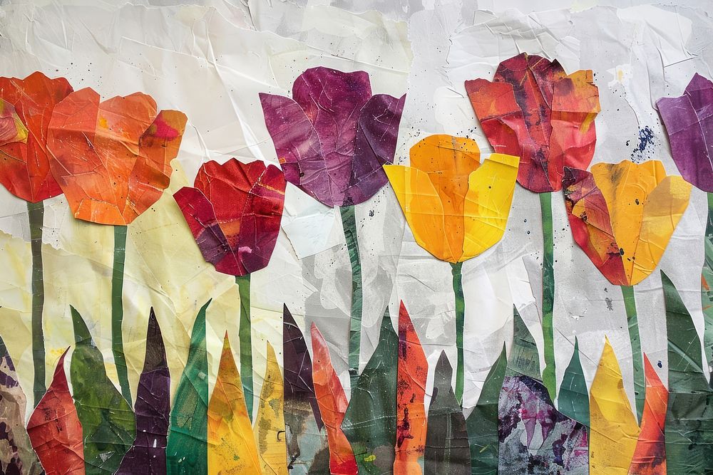 Tulip field art painting flower.