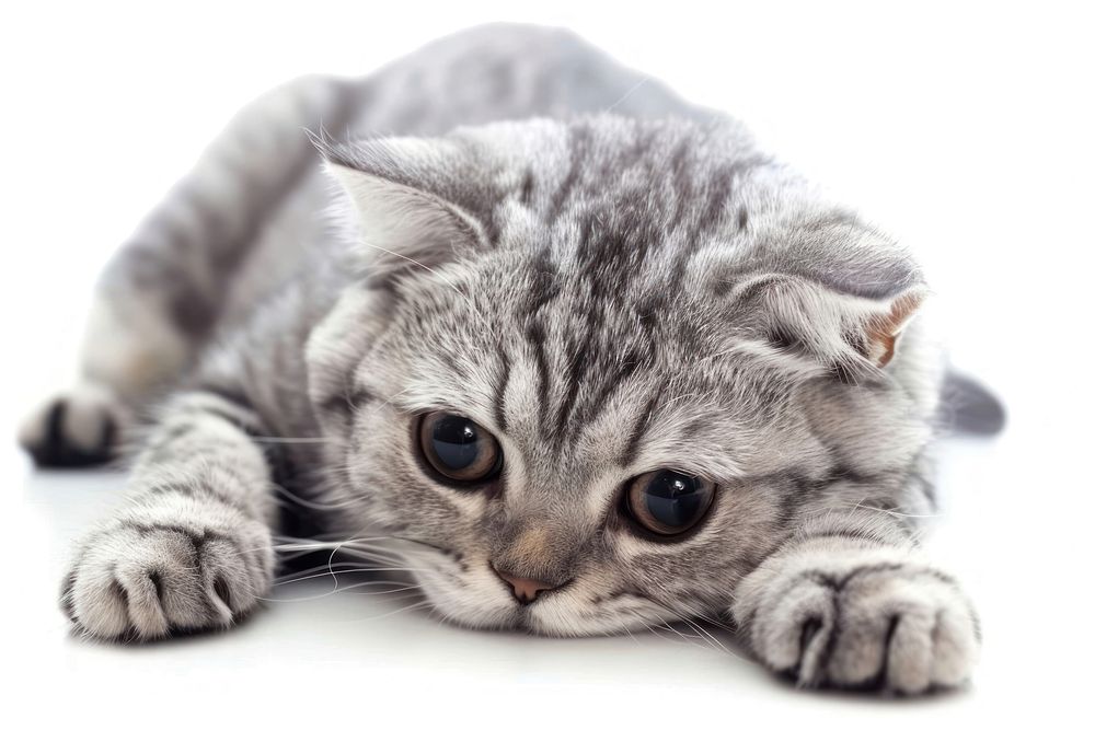 Sad baby scottish fold cat animal mammal kitten.