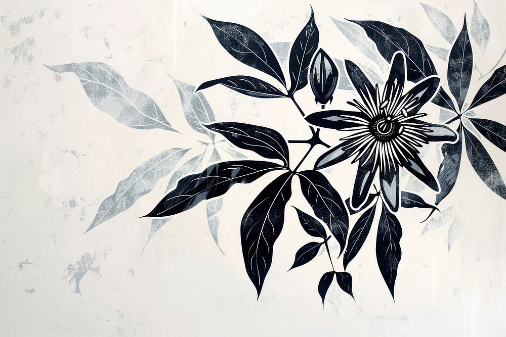 Passion flower art pattern drawing.