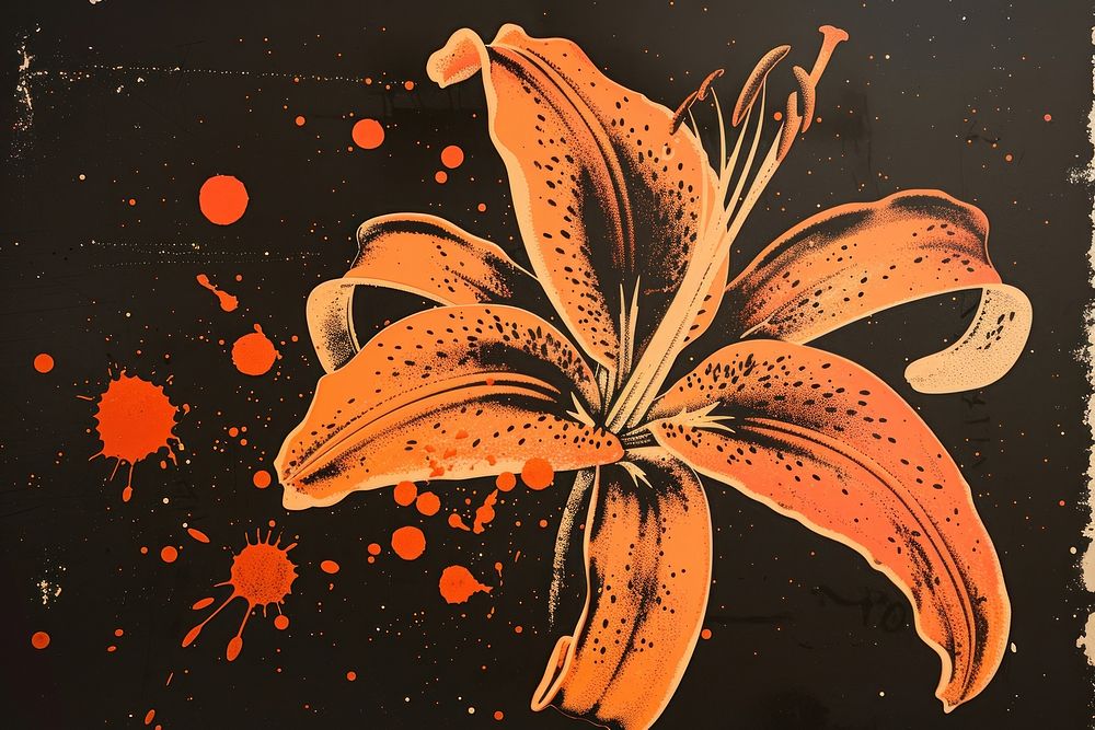 Tiger lily flower nature plant art.