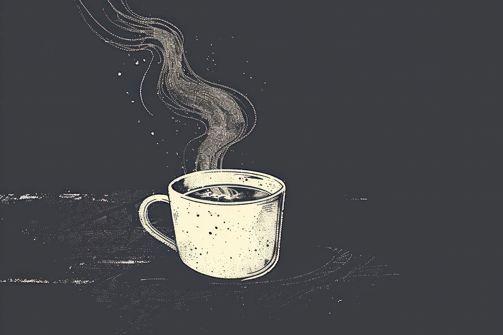 Silkscreen of hot drink coffee cup mug.