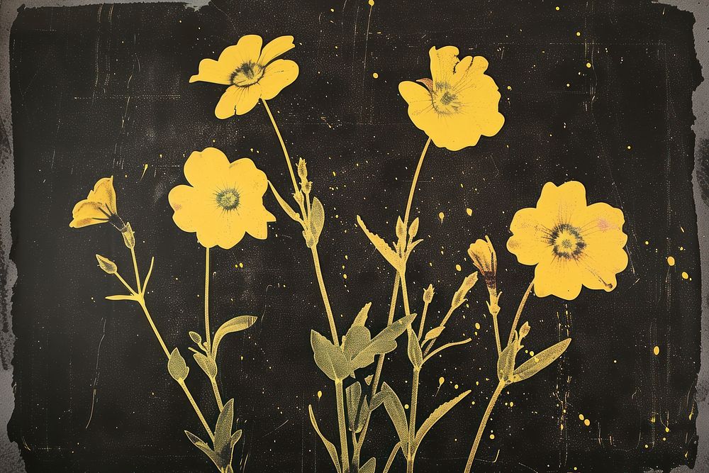 Silkscreen of primrose art painting flower.