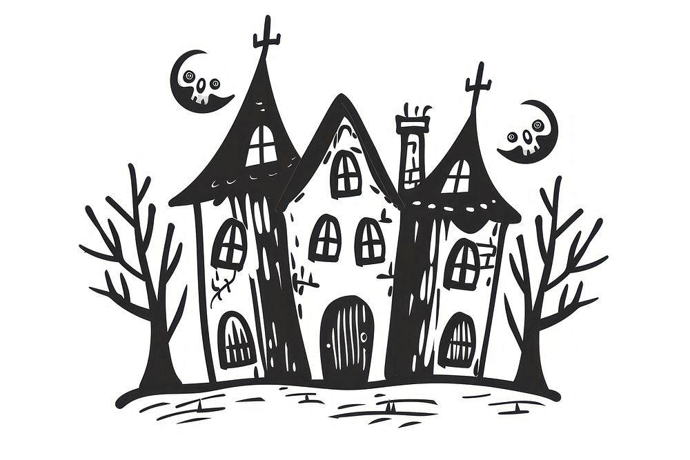 Divider doodle of haunted house drawing sketch architecture.