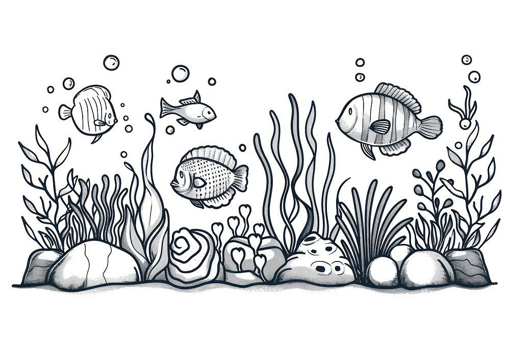 Divider doodle of a aquarium drawing animal sketch.