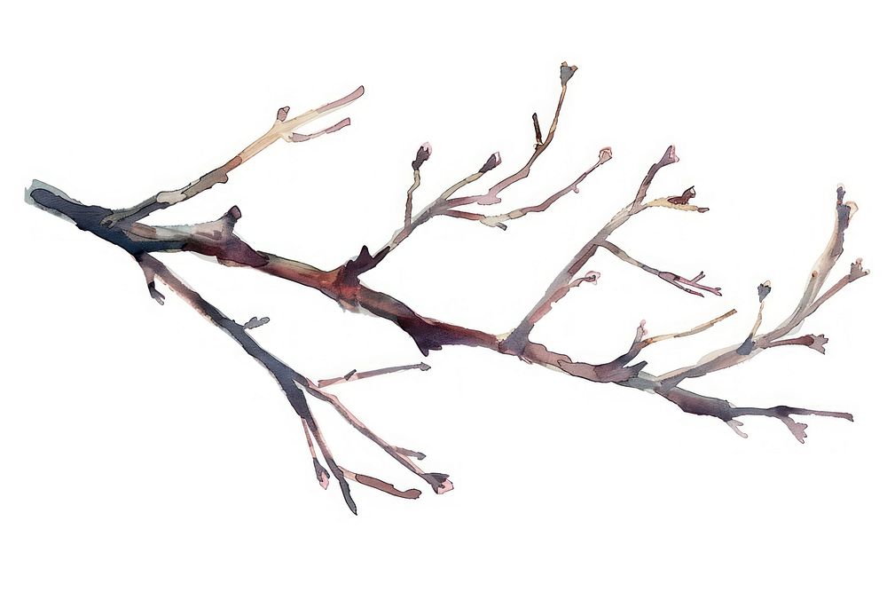 Tree branch watercolor plant leaf driftwood.
