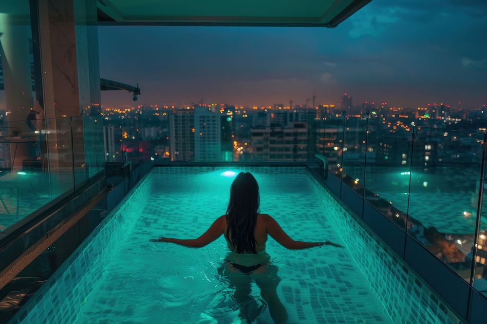 Stunning Rooftop Retreat outdoors swimming adult.