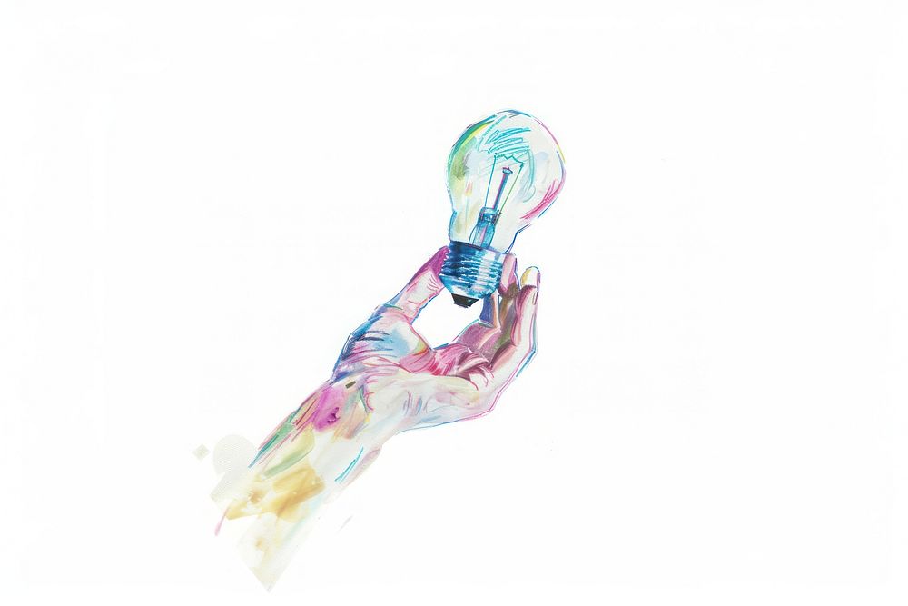Person holding light bulb white background creativity lightbulb.