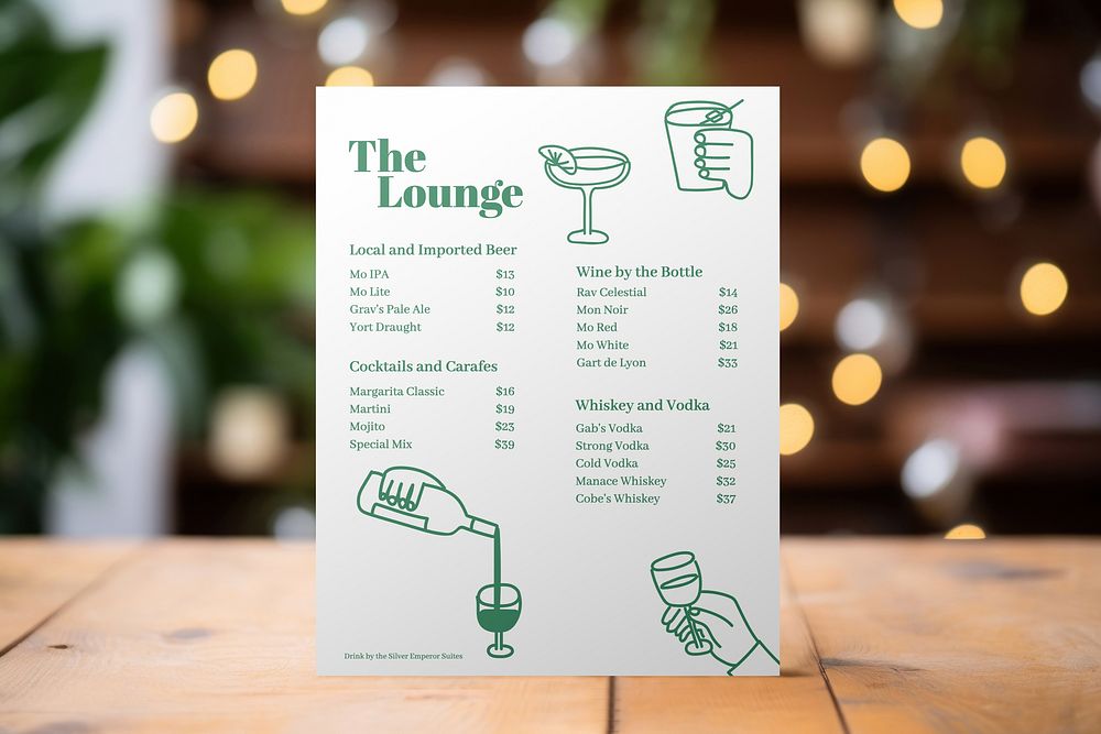 Restaurant drinks menu flyer