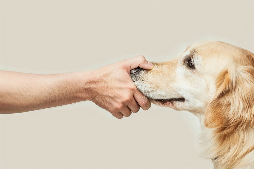 Dog handshake mammal animal human.