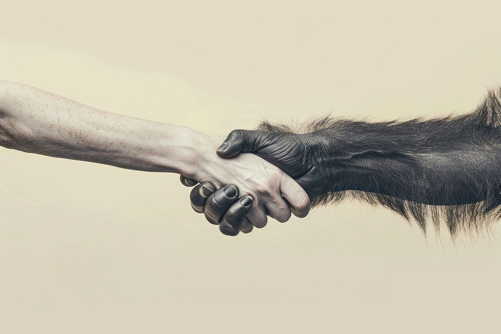 Gorilla hand shaking hand mammal animal adult.