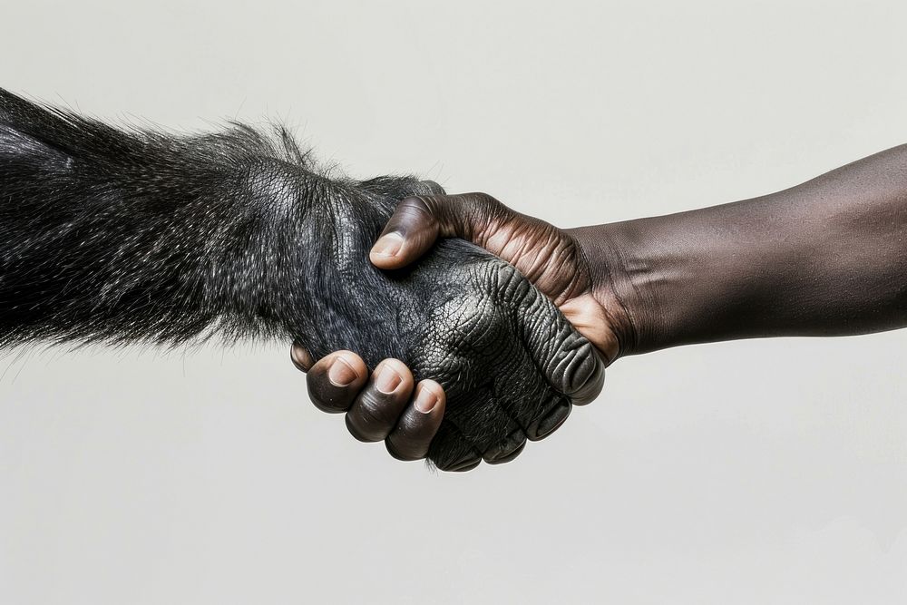 Gorilla hand shaking hand mammal animal human.