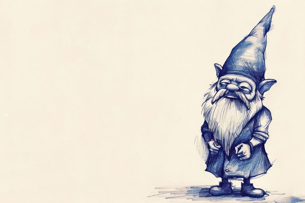 Vintage drawing mini gnome sketch representation illustrated.