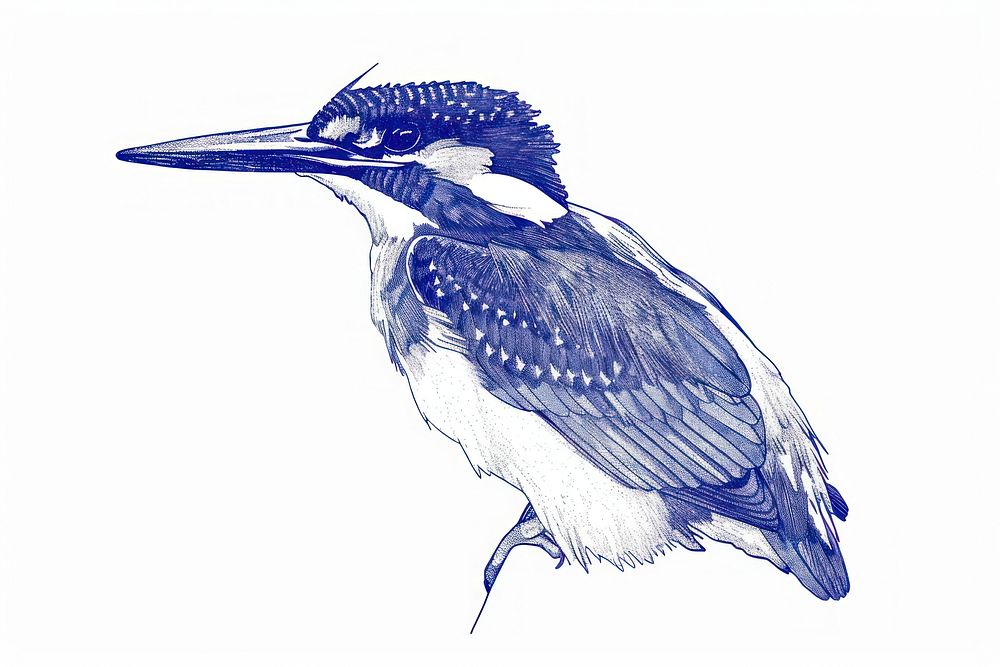 Vintage drawing common kingfisher animal sketch bird.