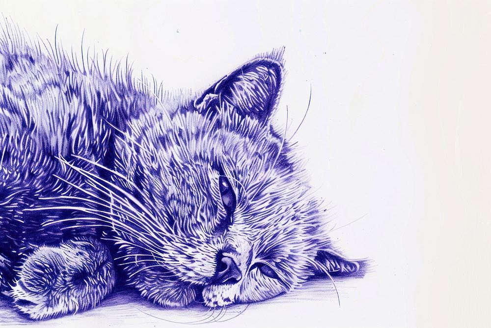 Vintage drawing exotic cats mammal animal sketch.
