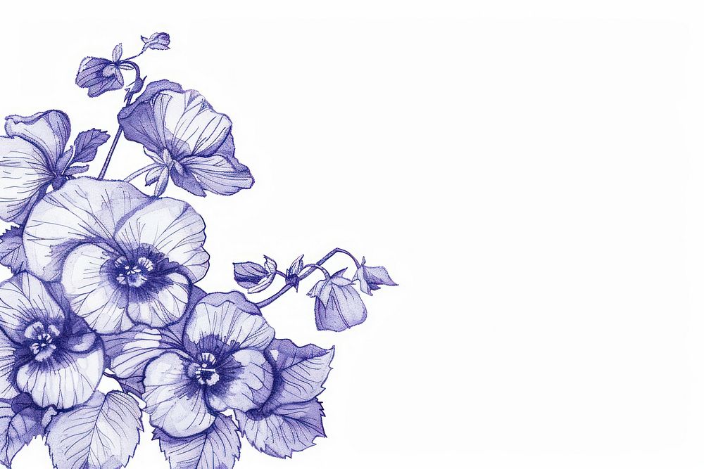 Vintage drawing sweet violet flowers pattern sketch plant.