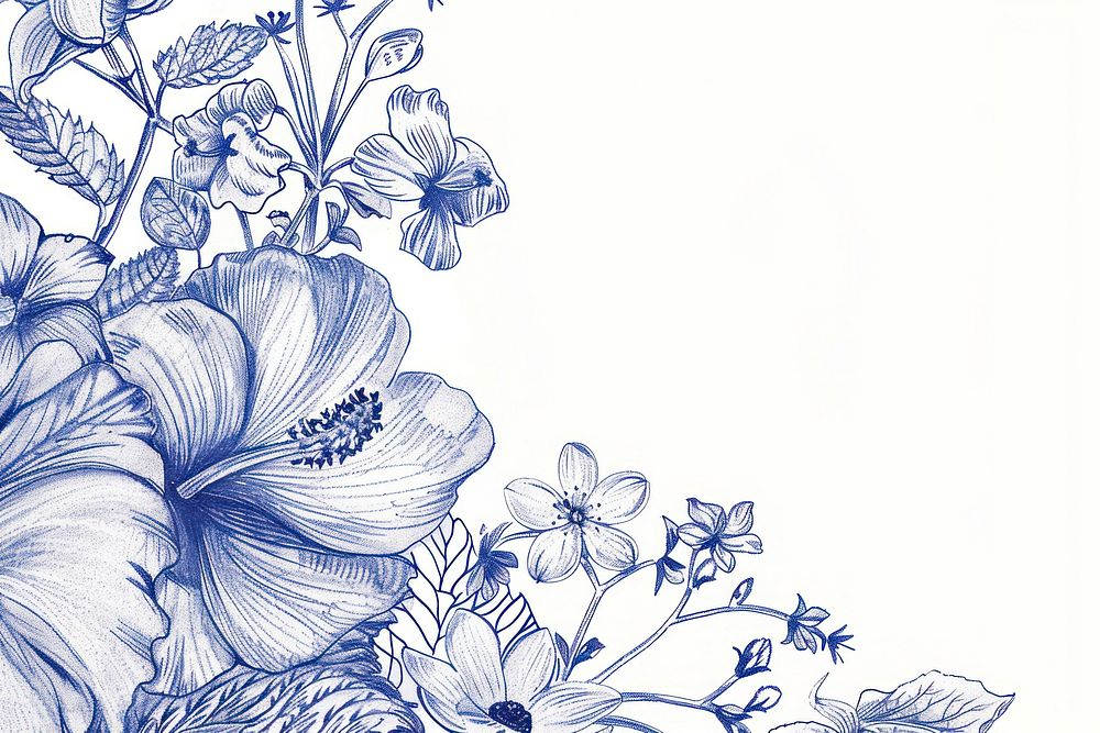 Vintage drawing flowers pattern sketch plant.