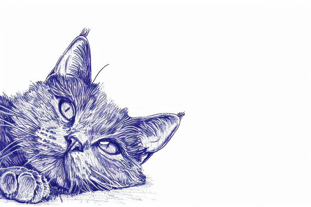 Vintage drawing cats animal mammal sketch.