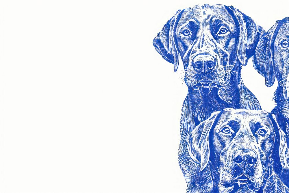 Vintage drawing labrador dogs animal mammal blue.
